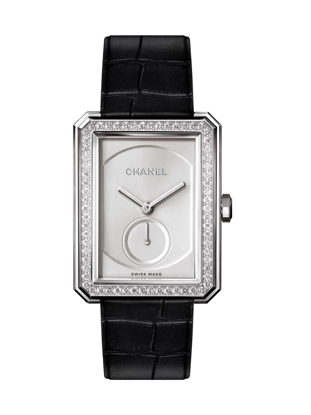 CHANEL Boyfriend Large Watch 18K Diamond w/ Alligator Strap H4472